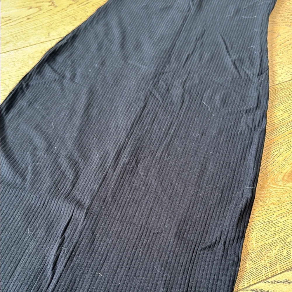 Mind Code Black Ribbed Button-Front Midi Dress - Picture 7 of 7